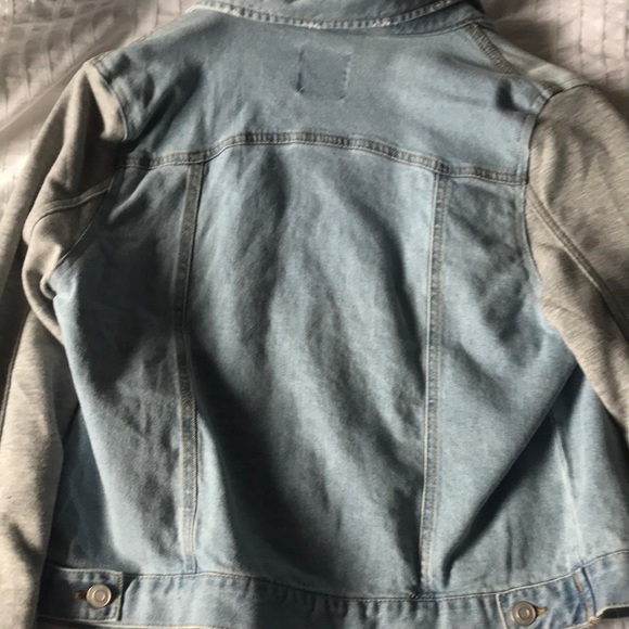 denim jacket with grey sleeves - Picture 2 of 3